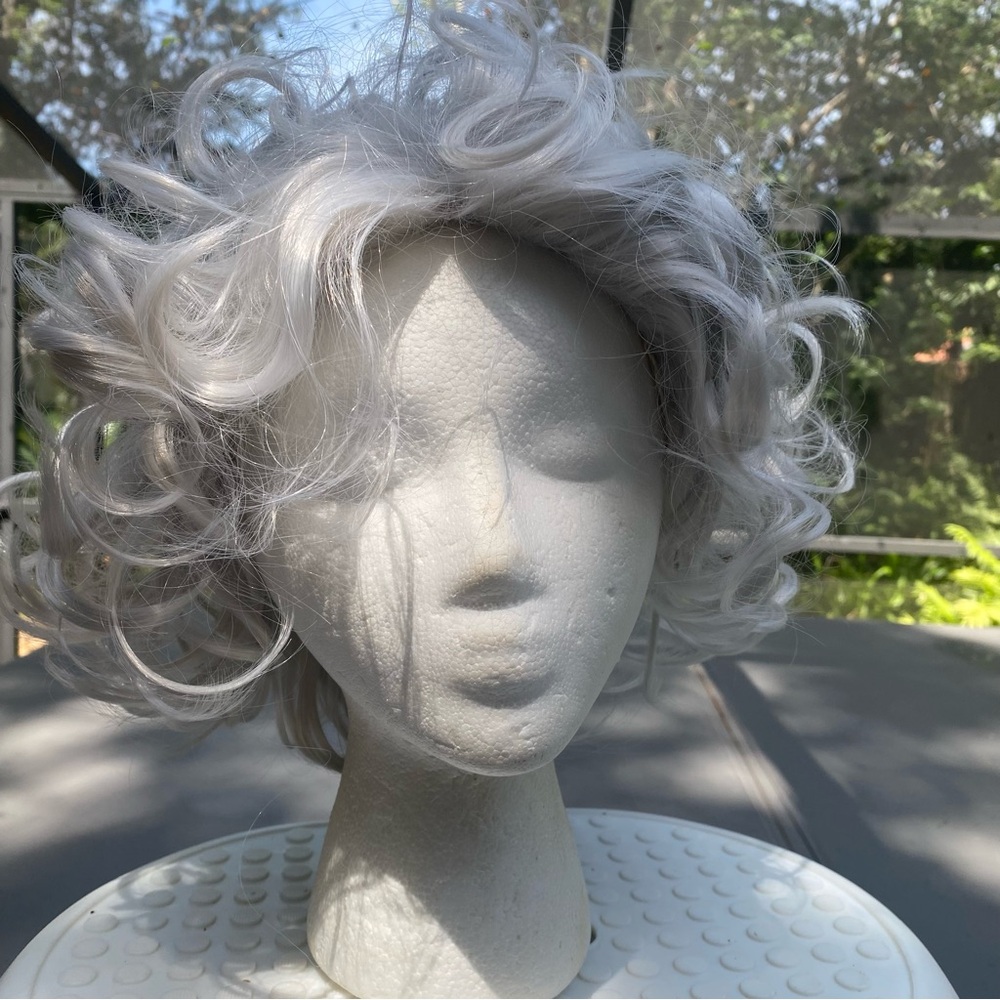 Curly White Wig for Women
